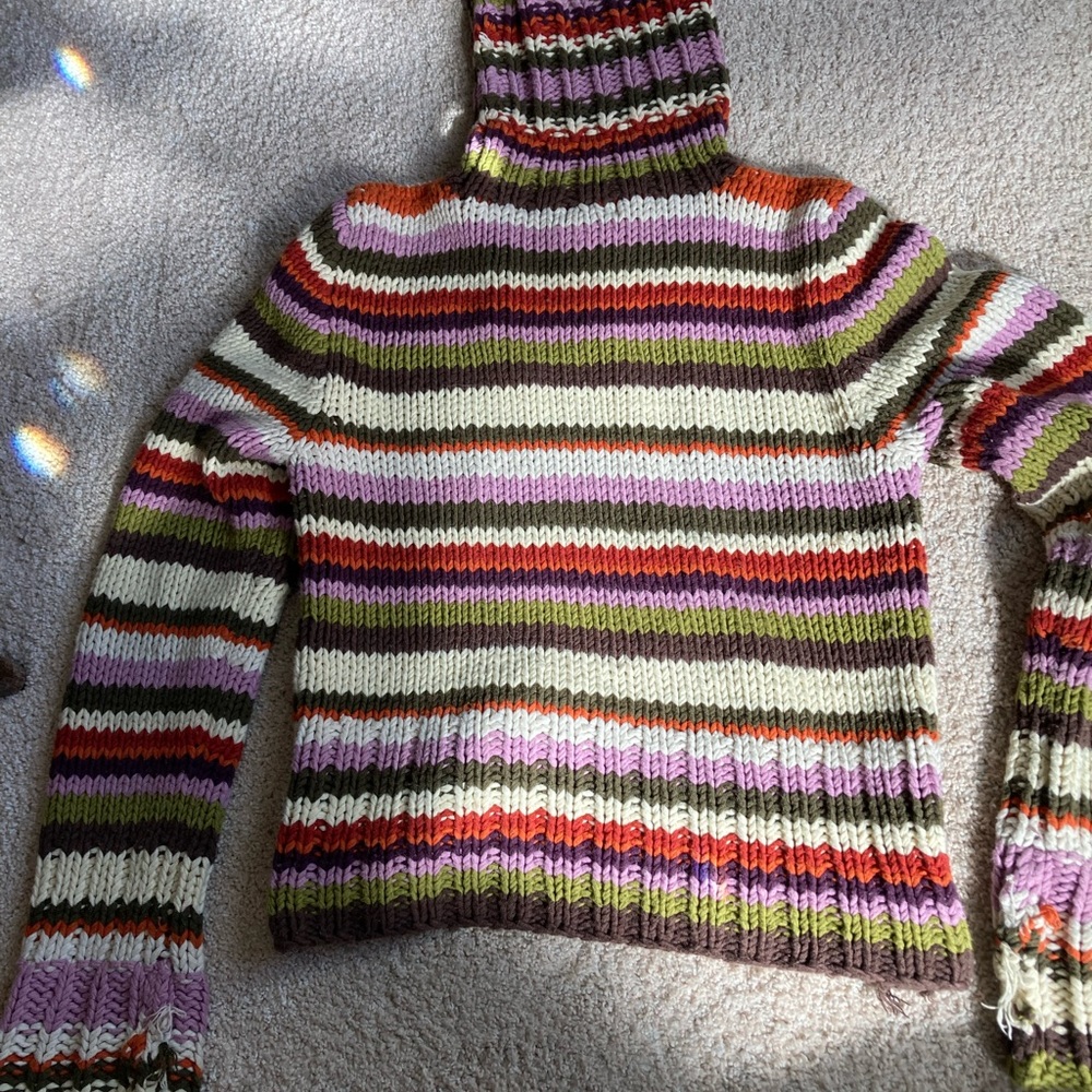 The Limited Hand-Knit Striped Turtleneck Sweater